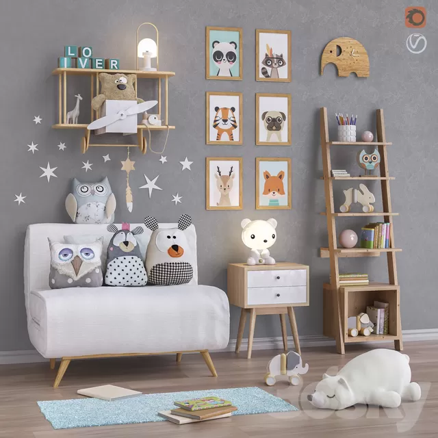 Children – Furniture 3D Models – Toys and furniture set 33