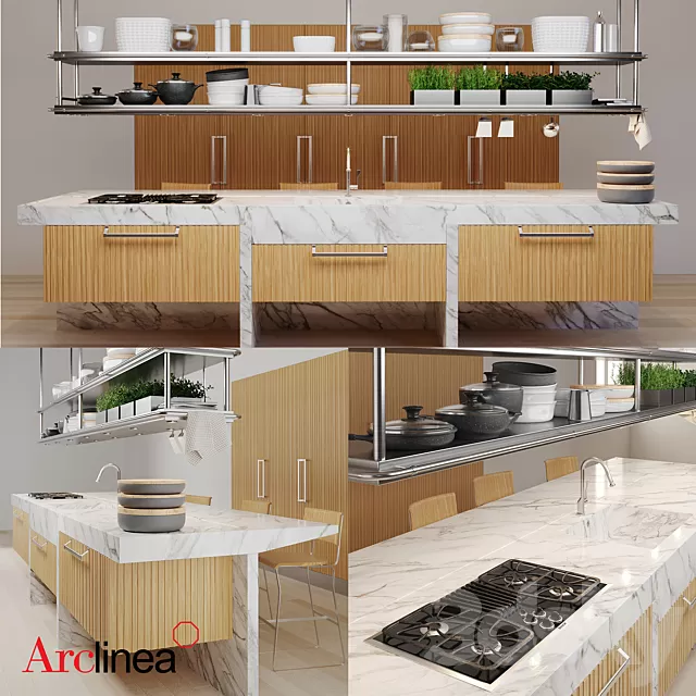 Kitchen – Interiors – 3D Models – Arclinea Lignum et lapis