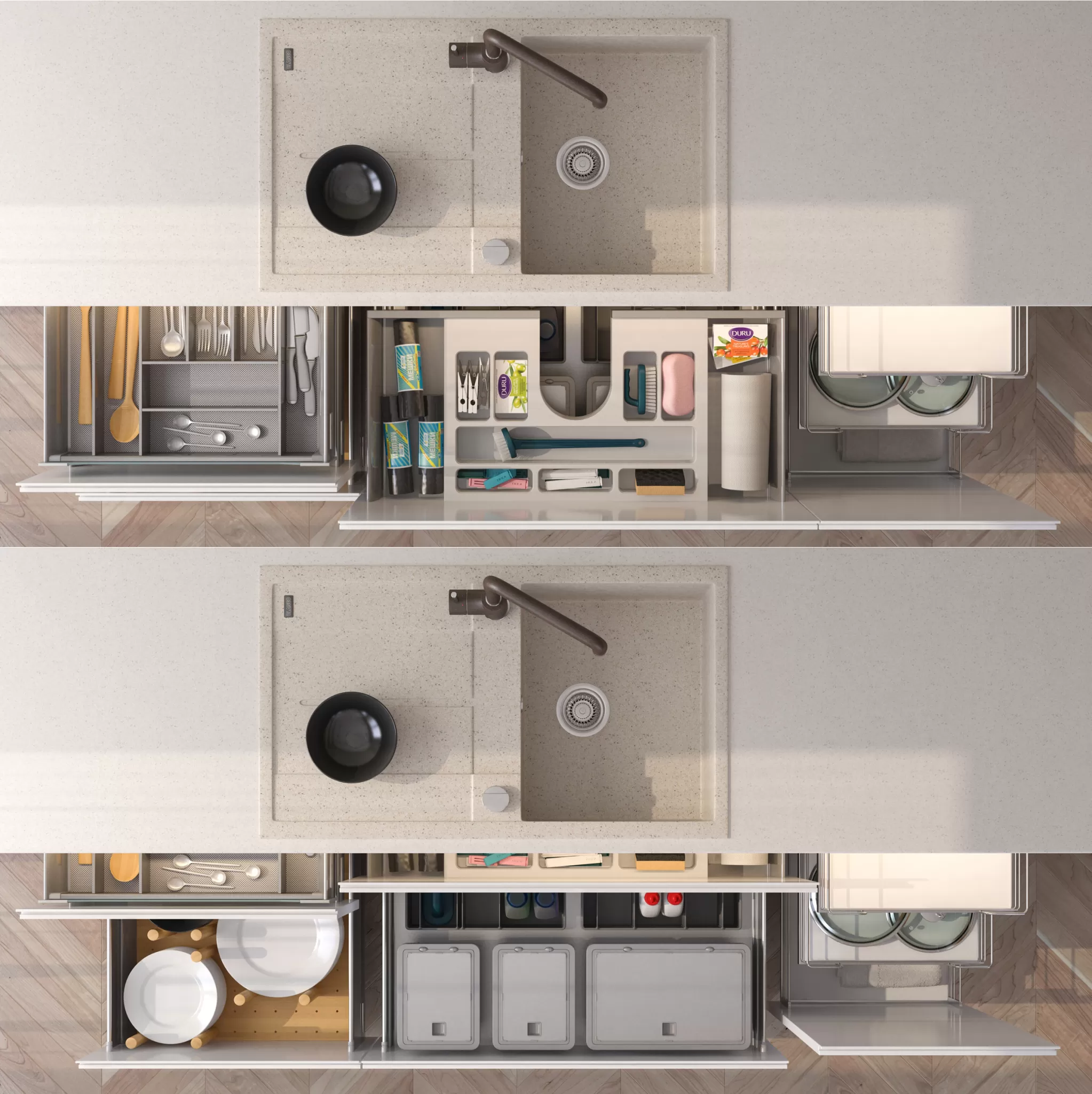 Kitchen – Accessories – 3D Models – Drawers and their filling 2