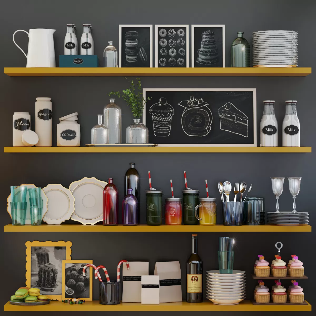 Kitchen – Accessories – 3D Models – Kitchen set (max 2014; fbx)