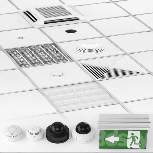 Kitchen – Appliance 3D Models – Armstrong ceiling system with a set of elements