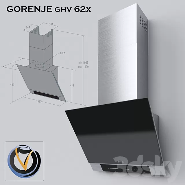 Kitchen – Appliance 3D Models – Hood Gorenje ghv 62x