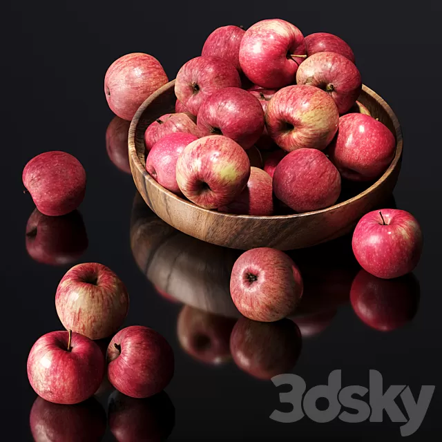 Kitchen – Foods – Drink 3D Models – Apples In Bowl 1