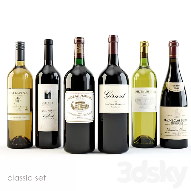 Kitchen – Foods – Drink 3D Models – Bottles of wine Classic
