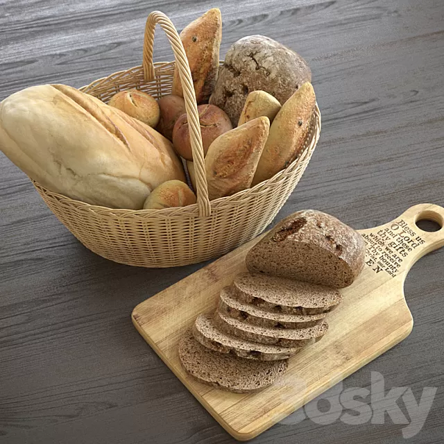 Kitchen – Foods – Drink 3D Models – Bread basket