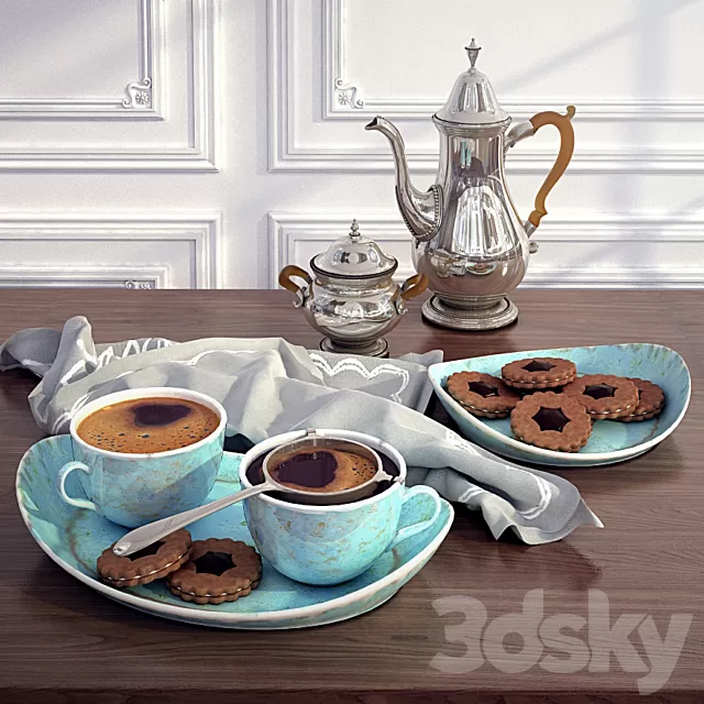 Kitchen – Foods – Drink 3D Models – Coffee and biscuit