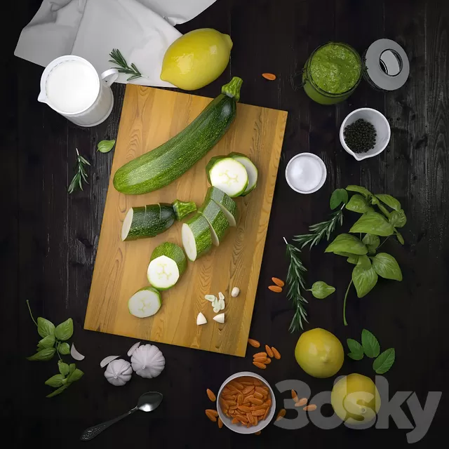 Kitchen – Foods – Drink 3D Models – Decor with vegetables (max 2012; fbx)