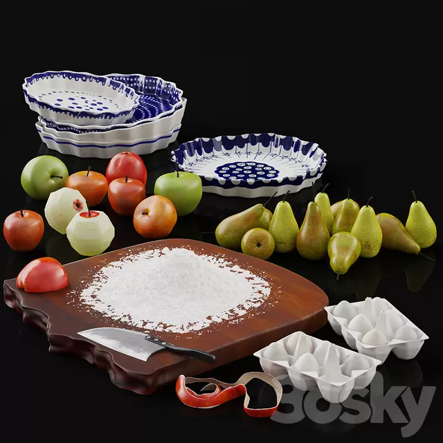 Kitchen – Foods – Drink 3D Models – Ingridients for a pie
