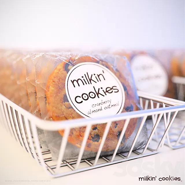 Kitchen – Foods – Drink 3D Models – Milkin Cookies in basket 3D Model
