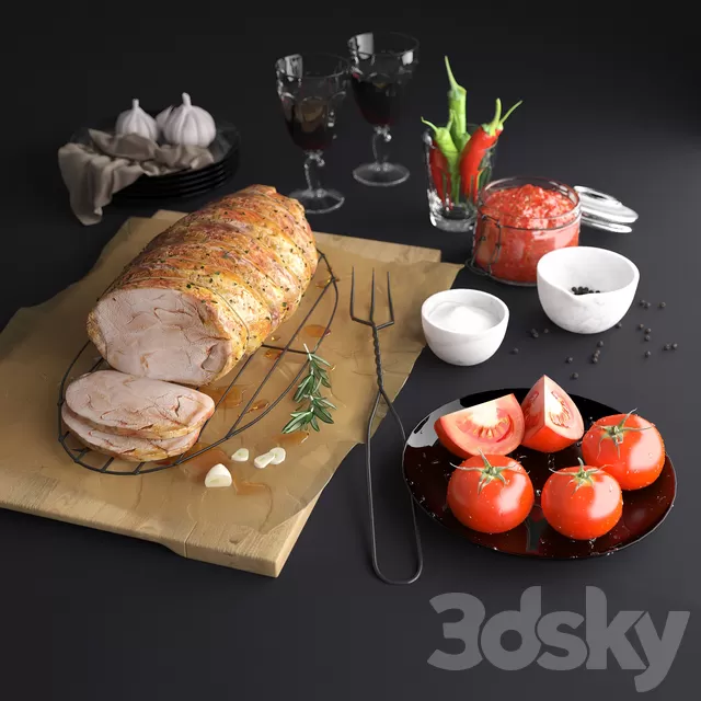 Kitchen – Foods – Drink 3D Models – Roast Pork (max 2010; fbx)