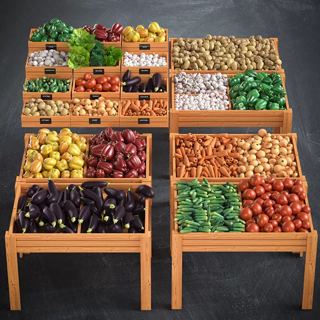 Kitchen – Foods – Drink 3D Models – Set of Fresh Vegetables to the Store