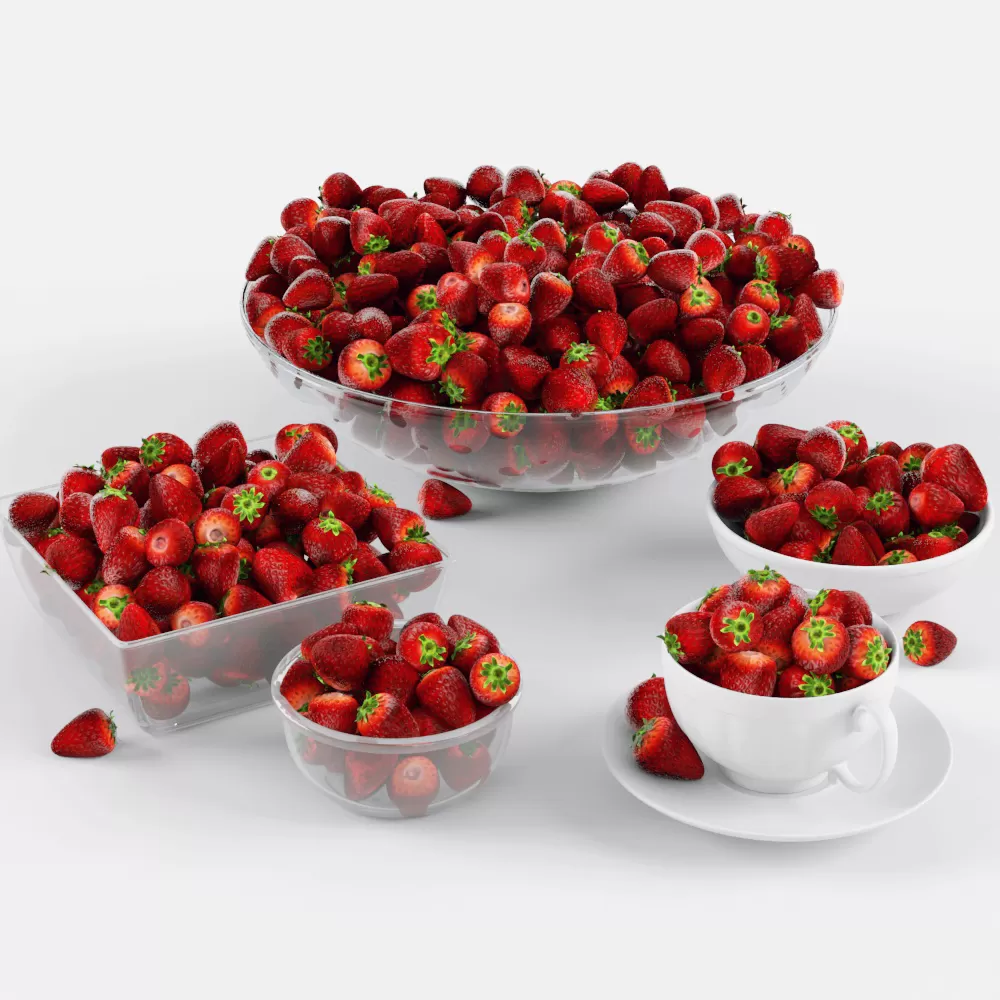 Kitchen – Foods – Drink 3D Models – Strawberry (max; fbx)