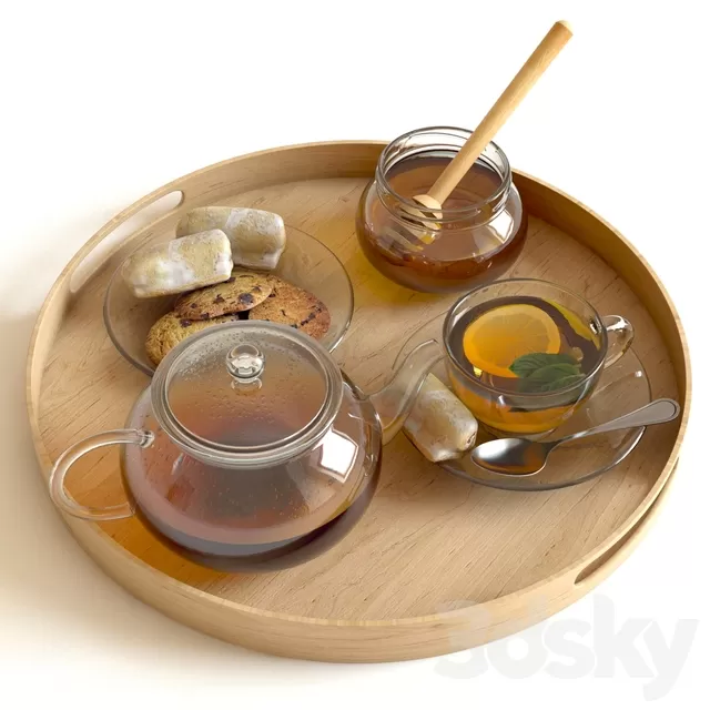Kitchen – Foods – Drink 3D Models – Tea and honey