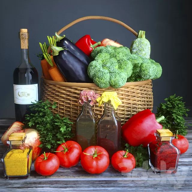 Kitchen – Foods – Drink 3D Models – Vegetable Basket