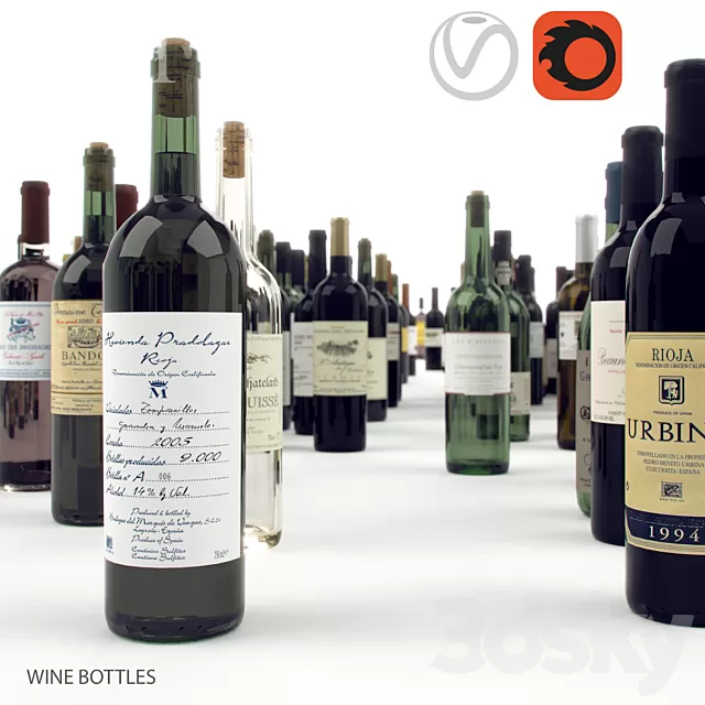 Kitchen – Foods – Drink 3D Models – Wine bottles