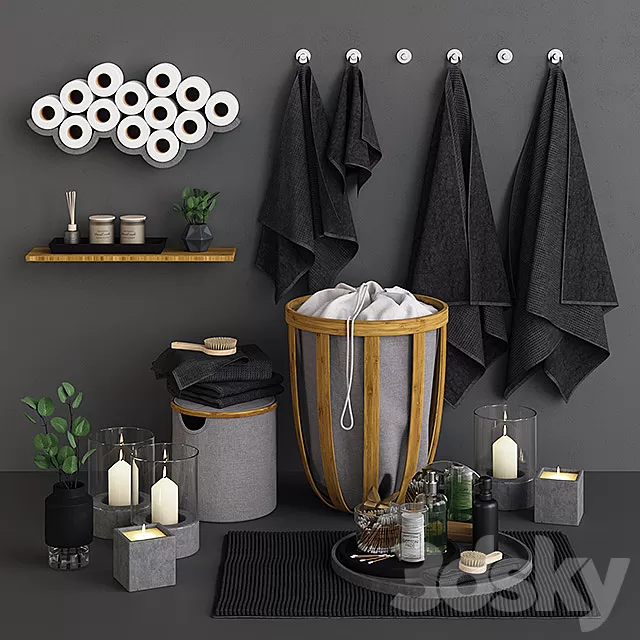 Bathroom – Accessories 3D Models – Bamboo & Concrete Bathroom Set Bathroom – Accessories 3D Models – Bamboo & Concrete Bathroom Set