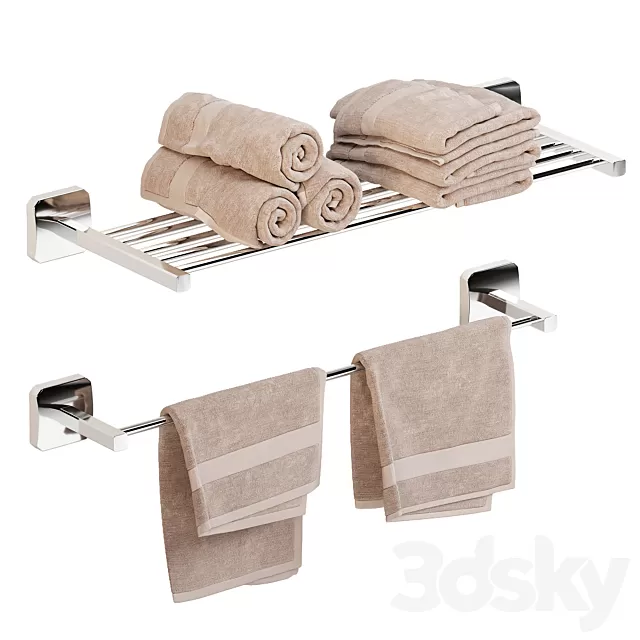 Bathroom – Accessories 3D Models – Bath towel set and holders Bathroom – Accessories 3D Models – Bath towel set and holders