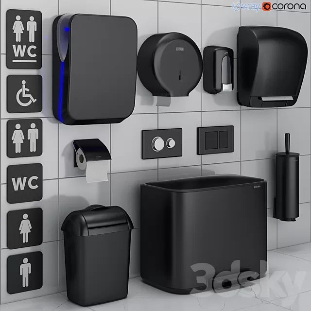 Bathroom – Accessories 3D Models – Bathroom Accessories Set 72 Black Bathroom – Accessories 3D Models – Bathroom Accessories Set 72 Black