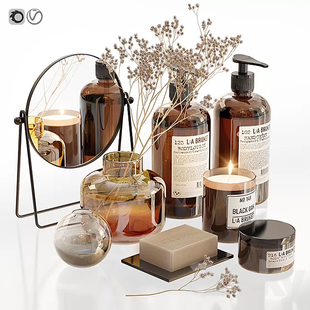 Bathroom – Accessories 3D Models – LA Bruket Decor Set for Bathroom with Dry Flowers