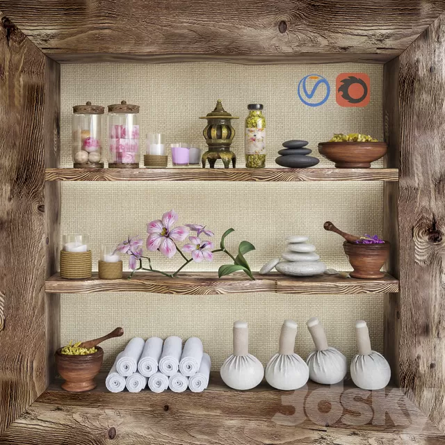 Bathroom – Accessories 3D Models – Set for spa and bathroom 1