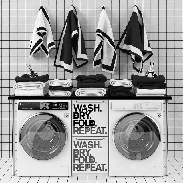 Bathroom – Accessories 3D Models – Set room laundry room