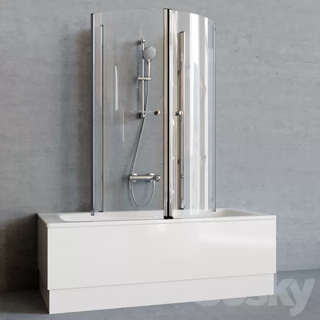 Bathroom – Bathtub 3D Models – Roca Bath with Samo Shower