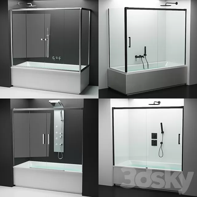 Bathroom – Bathtub 3D Models – Set of shower cabins Radaway 9 + appliances