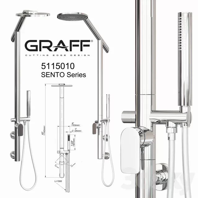 Bathroom – Faucet 3D Models – Graff Shower set 5115010 SENTO Series Bathroom – Faucet 3D Models – Graff Shower set 5115010 SENTO Series