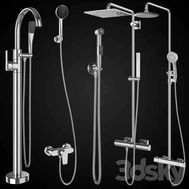 Bathroom – Faucet 3D Models – Shower systems and hygiene showers Ravak GROHE Villeroy & Boch set 92 Bathroom – Faucet 3D Models – Shower systems and hygiene showers Ravak GROHE Villeroy & Boch set 92