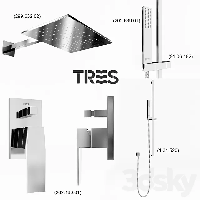 Bathroom – Faucet 3D Models – Tres Slim shower (202.180.07) Bathroom – Faucet 3D Models – Tres Slim shower (202.180.07)