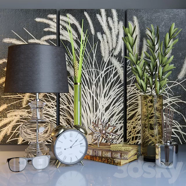 Decorative – Set – 3D Models – Decorative set with lamp Uttermost Paulinus