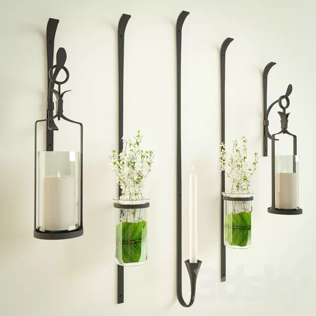 Decorative – Set – 3D Models – Flowers and candles