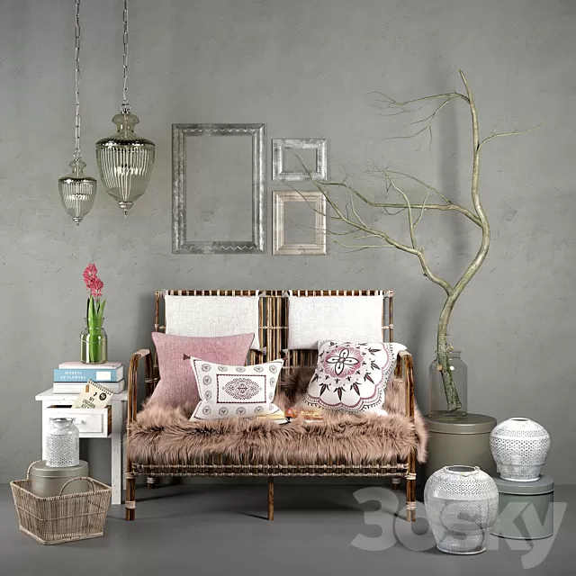 Decorative – Set – 3D Models – Hubsch interior rattan set