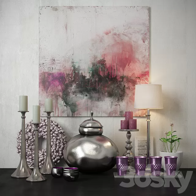 Decorative – Set – 3D Models – Pink decorative set