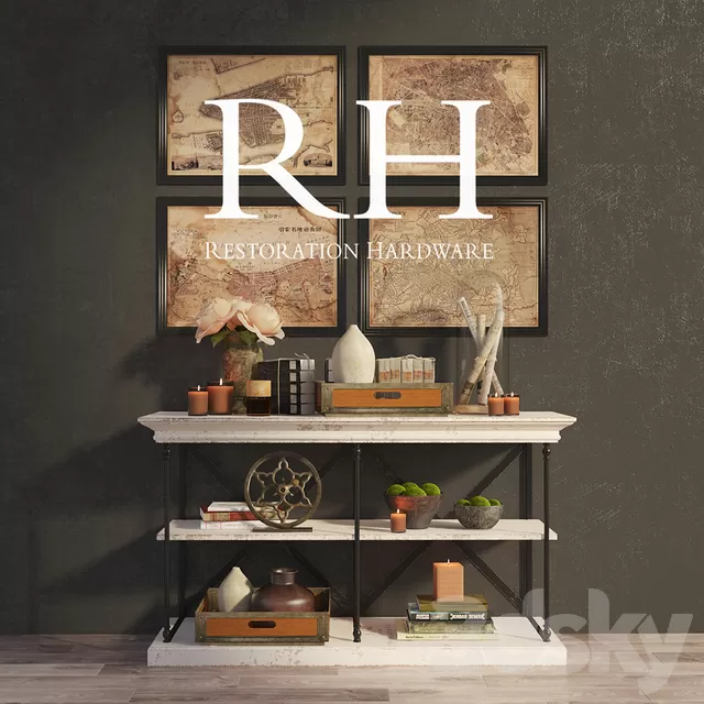 Decorative – Set – 3D Models – RH PARISIAN CORNICE CONSOLE and DECOR (max; fbx)