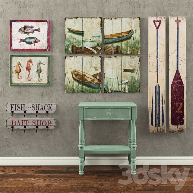 Decorative – Set – 3D Models – Table with panels Art-detal