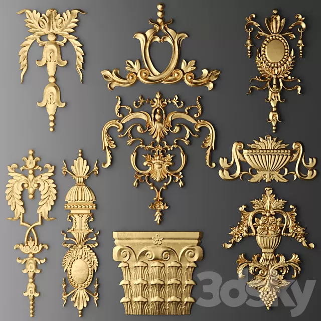 Decorative – Set – 3D Models – A set of stucco decors