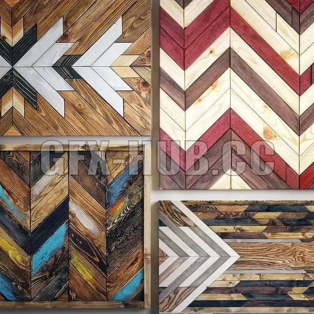 Decorative – Set – 3D Models – Panel wood art 03
