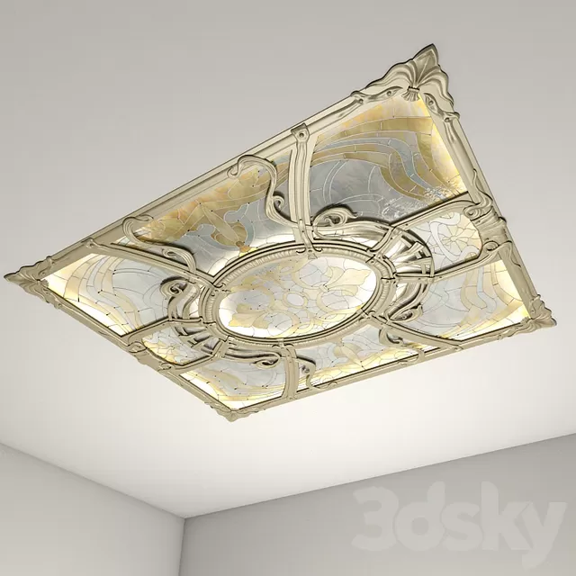 Decorative – Set – 3D Models – Stained glass ceiling in the forged frame