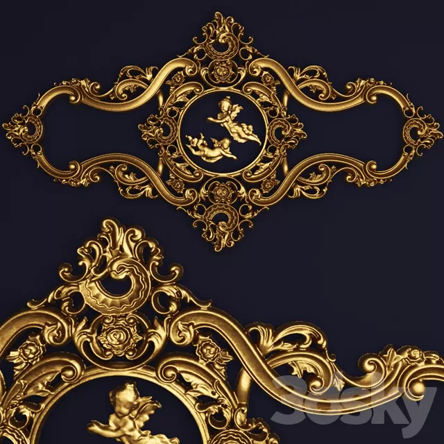 Decorative – Set – 3D Models – Stucco molding carving female angel