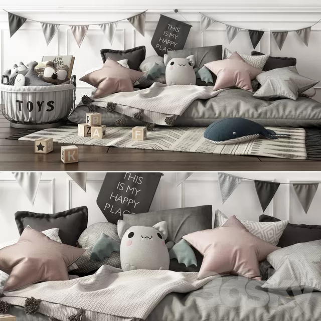 Pillows – 3D Models Download – Children Set with toys and pillows 3d model Pillows – 3D Models Download – Children Set with toys and pillows 3d model