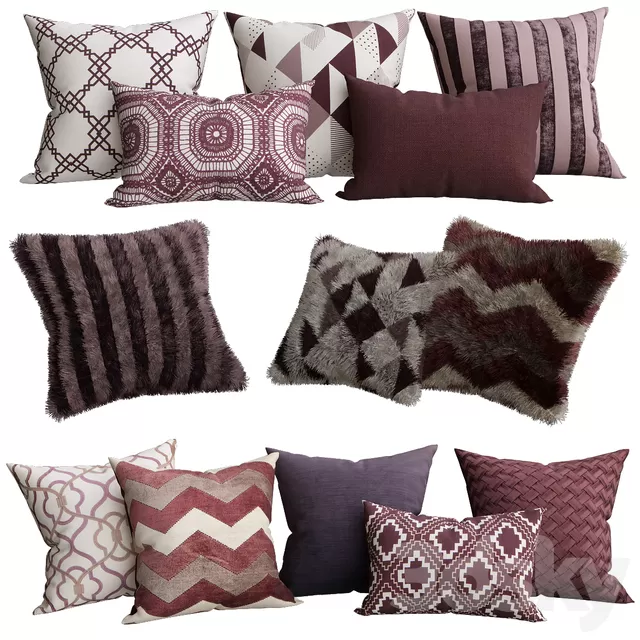 Pillows – 3D Models Download – Purple collection of decorative pillows Pillows – 3D Models Download – Purple collection of decorative pillows