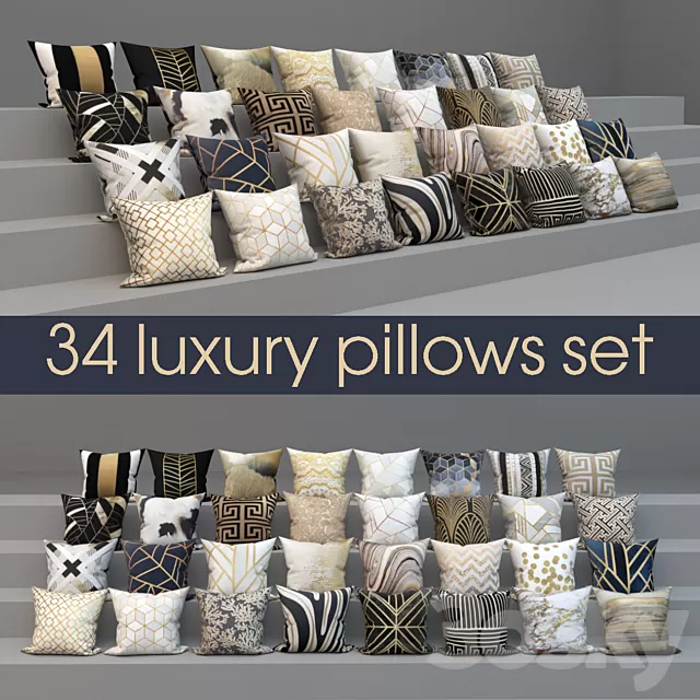 Pillows – 3D Models Download – Set of luxury 34 pillows; set of 34 pillows Pillows – 3D Models Download – Set of luxury 34 pillows; set of 34 pillows