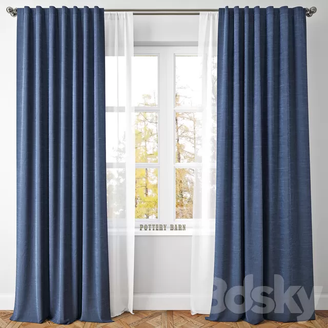 Curtain – 3D Models – EMERY LINENCOTTON DRAPE-Pottery Barn