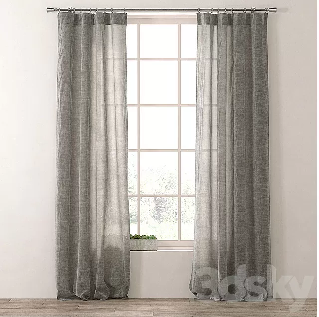Curtain – 3D Models – METALLIC OPAQUE LINEN DRAPERY PANEL (max; fbx)