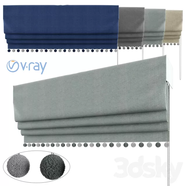 Curtain – 3D Models – Roman Curtains 28 Amy Joanne Interiors Ian Mankin