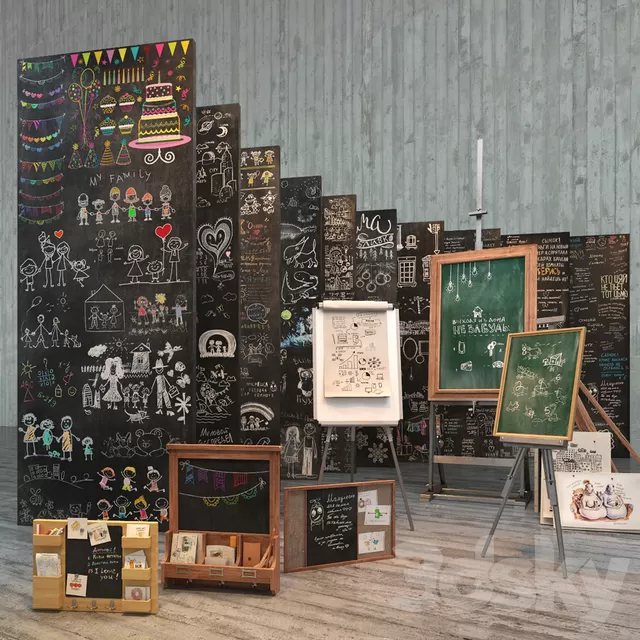 Frame – 3D Models – A set for creating slate surfaces with images by a chalk