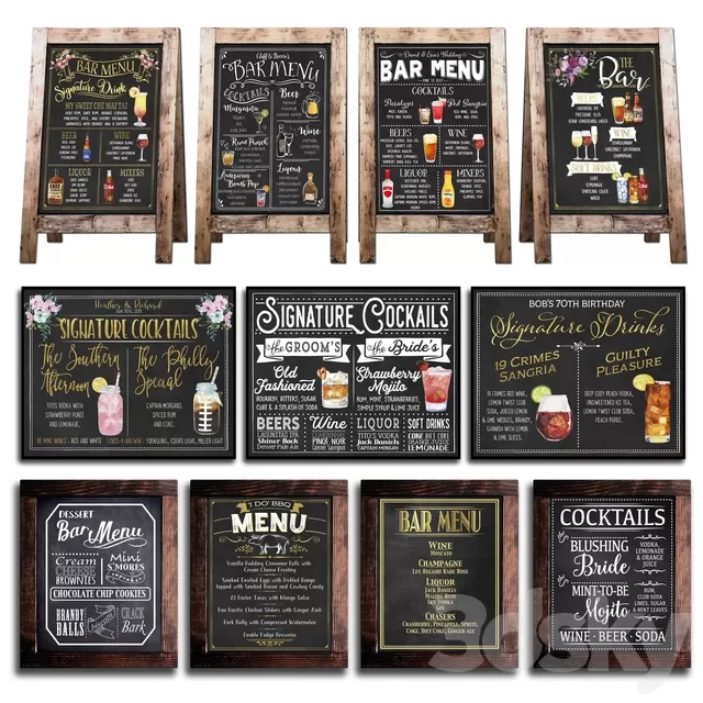 Frame – 3D Models – Chalkboard for cafe 2