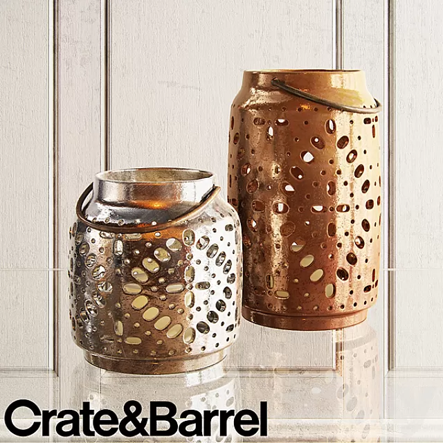 Other Decorative Objects – 3D Models – Crate barrel wisteria metallic ceramic lanterns