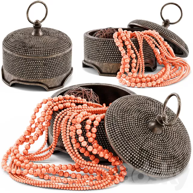 Other Decorative Objects – 3D Models – Paisley Bazaar Burnished Beaded Round Box (max; obj; fbx)